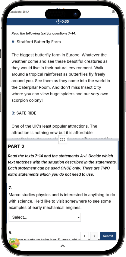 EduStar mock test on iPhone